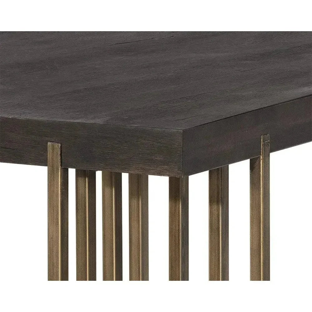 Classic Wood Dining Table Antique Brass Legs-Dining Tables-SUNPAN-LOOMLAN