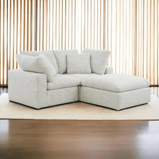 Clay Neverfear Light Grey Terra Modular Ottoman - LOOMLAN - Moe's Home - Ottomans