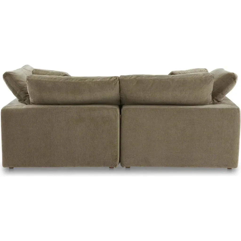 Clay Nook Performance Fabric & Wood Green Modular Sectional-Modular Sofas-Moe's Home-LOOMLAN