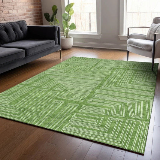 Clayra Green Washable Indoor-Outdoor Rug-Outdoor Rugs-LOOMLAN Rugs-LOOMLAN