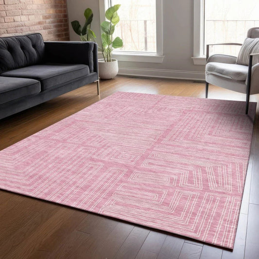 Clayra Pink Washable Indoor-Outdoor Rug-Outdoor Rugs-LOOMLAN Rugs-LOOMLAN