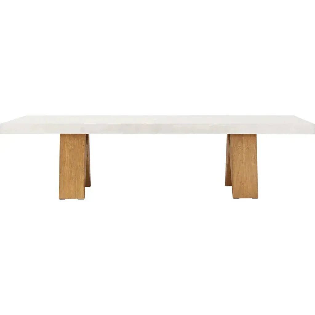 Clip Large Concrete White Outdoor Dining Table-Outdoor Dining Tables-Seasonal Living-LOOMLAN