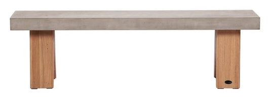 Clip Teak And Concrete Patio Bench-Outdoor Benches-Seasonal Living-LOOMLAN