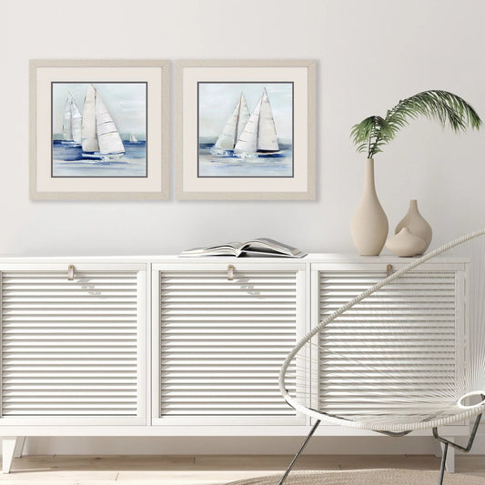 Close Sail Blue Framed Wall Art 2PC