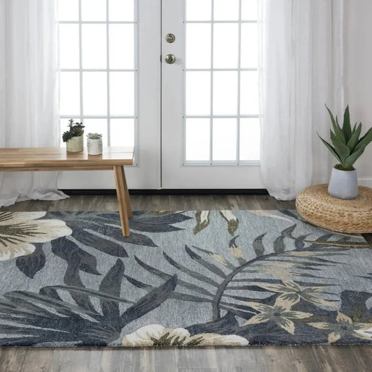 Clou Floral Gray Area Rugs For Living Room - LOOMLAN - LOOMLAN - Area Rugs