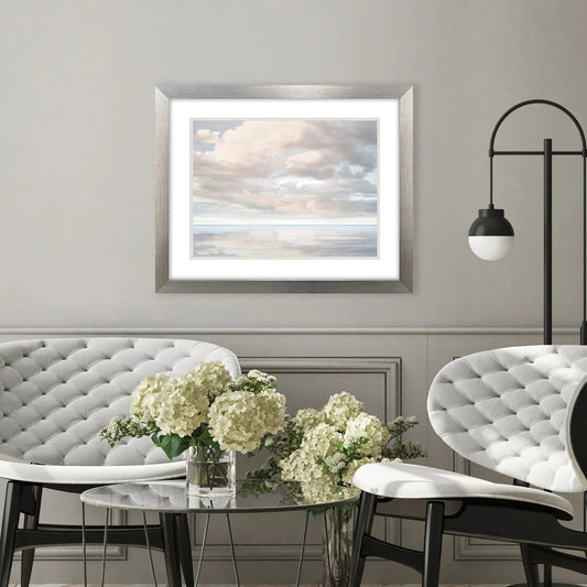 Cloudscape Brushed Silver Framed Wall Art