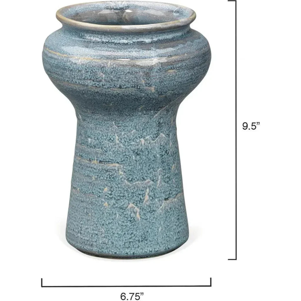 Coastal Style Blue Ceramic Snorkel Vases 2PC - LOOMLAN - Jamie Young - Vases & Jars