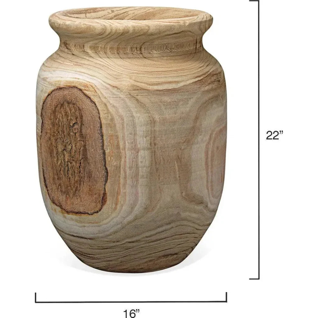 Coastal Style Brown Paulownia Wood anga Wooden Vase - LOOMLAN - Jamie Young - Vases & Jars