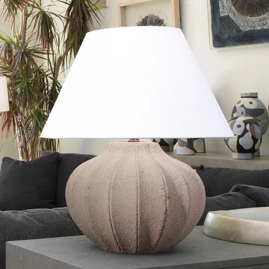 Coastal Style Grey Ceramic Clamshell Table Lamp - LOOMLAN - Jamie Young - Table Lamps