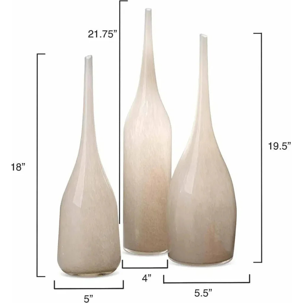 Coastal Style Grey Glass Pixie Vases 3PC - LOOMLAN - Jamie Young - Vases & Jars