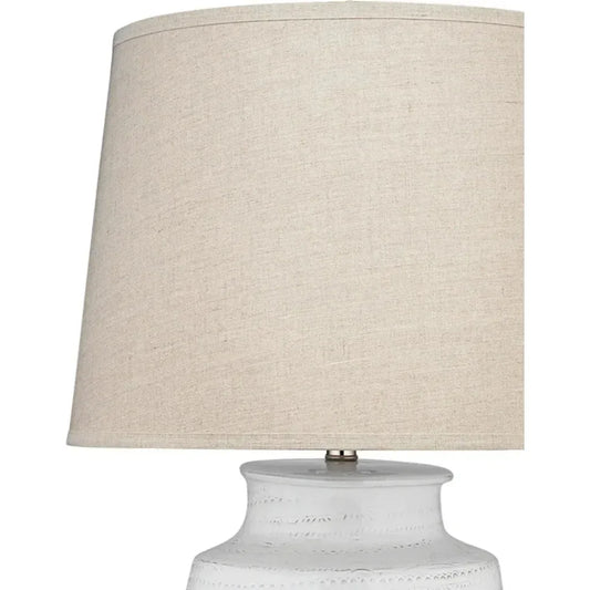 Coastal Style White Ceramic Trace Table Lamp - LOOMLAN - Jamie Young - Table Lamps