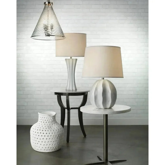 Coastal Style White Ceramic Urchin Table Lamp - LOOMLAN - Jamie Young - Table Lamps
