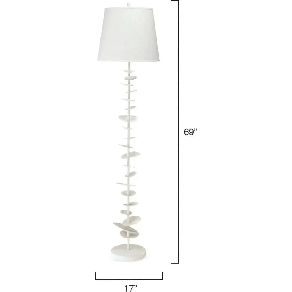 Coastal Style White Gesso Petals Floor Lamp-Floor Lamps-Jamie Young-LOOMLAN