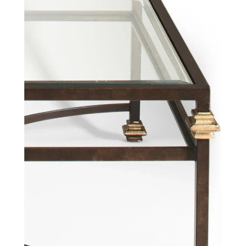 Collar Bronze Finish Glass Top Square Coffee Table - LOOMLAN - Chelsea House - Coffee Tables
