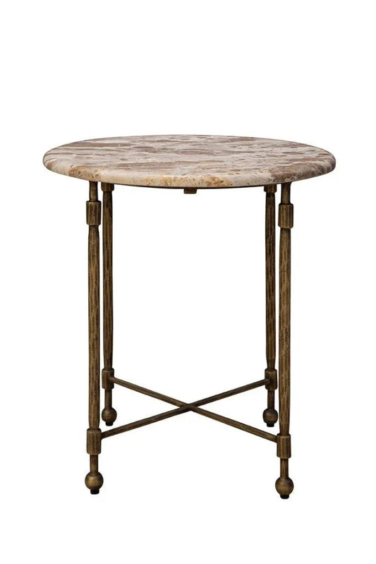 Colmar Marble Top Round Side Table - LOOMLAN - Furniture Classics - Side Tables