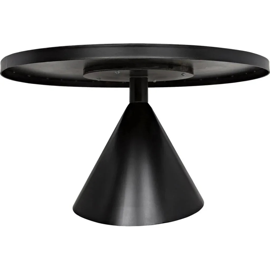 Cone Black Steel Round Dining Table-Dining Tables-Noir-LOOMLAN