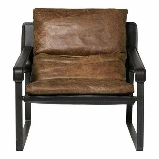Connor Brown Leather Slipper Chair - LOOMLAN - Moe's Home - Accent Chairs