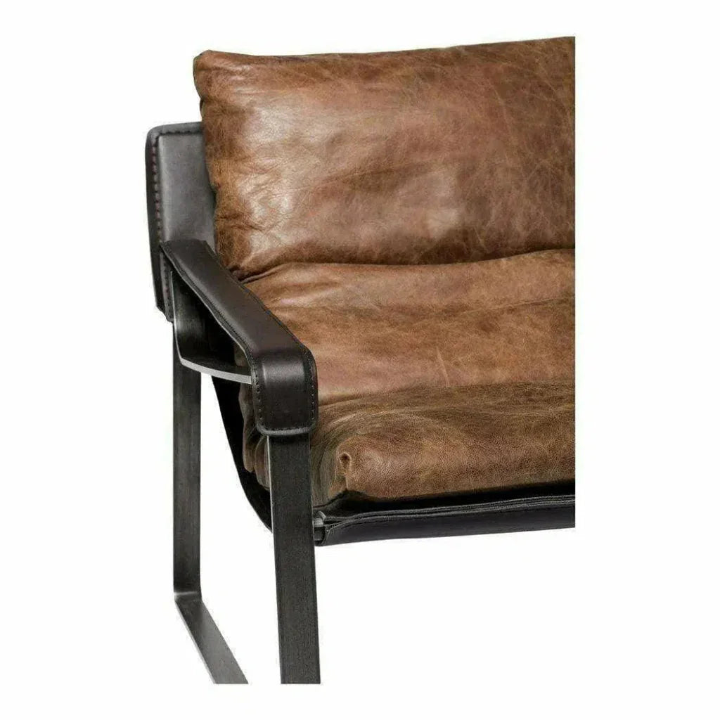 Connor Brown Leather Slipper Chair - LOOMLAN - Moe's Home - Accent Chairs