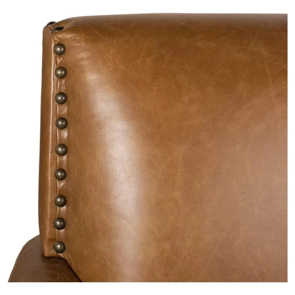 Coolidge Leather Swivel Club Chair Cuba Brown - LOOMLAN - Sarreid - Club Chairs