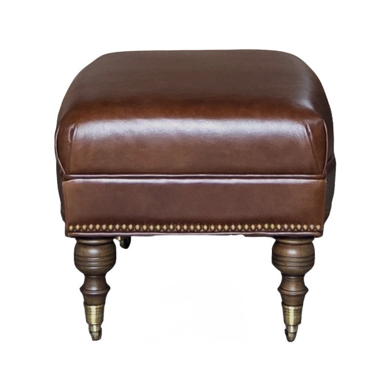 Corrine Leather Rectangular Ottoman-Ottomans-Olivia + Quinn-LOOMLAN