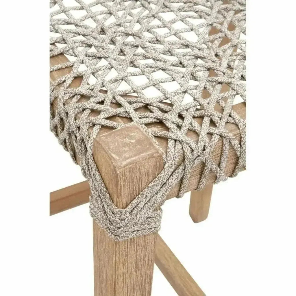 Costa Backless Counter Stool Taupe Rope Mahogany Wood - LOOMLAN - Essentials For Living - Counter Stools
