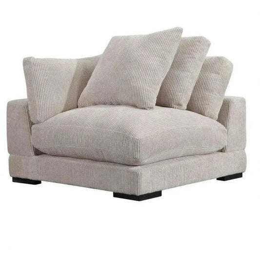 Cream Corduroy Couch Corner Chair Modular-Modular Components-Moe's Home-LOOMLAN