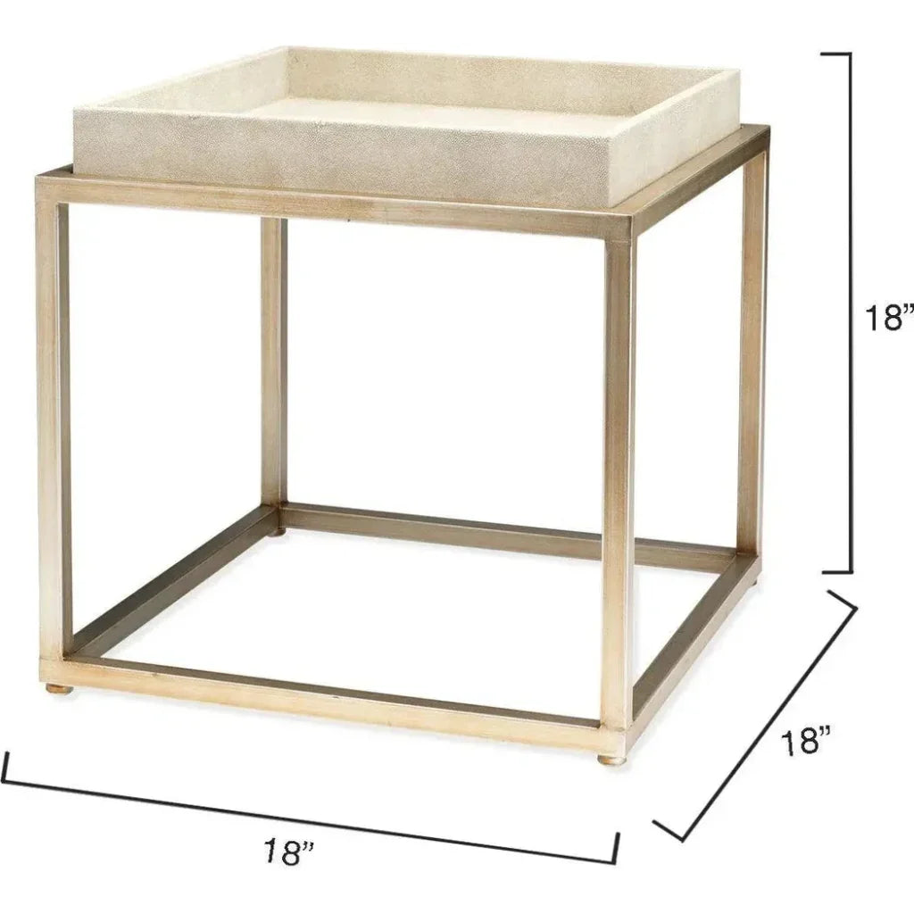 Cream Leather Jax Square Mid Century Side Table - LOOMLAN - Jamie Young - Side Tables