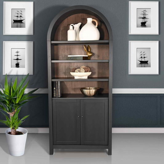 Crescent Hill Arched Two Doors Wooden Display Cabinet