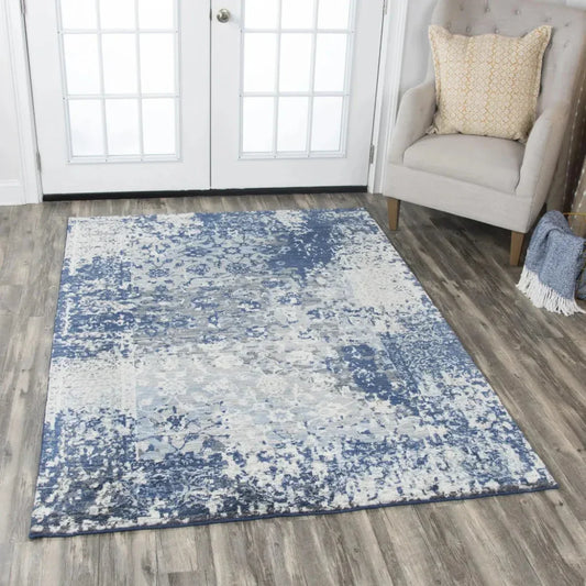 Cron Floral Blue Large Area Rugs For Living Room - LOOMLAN - LOOMLAN - Area Rugs