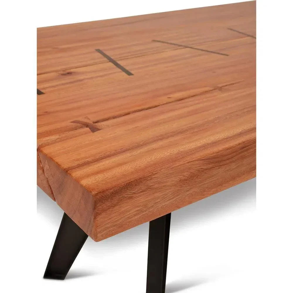 Cross Natural Solid Chamcha Rectangular Dining Table-Dining Tables-Urbia-LOOMLAN