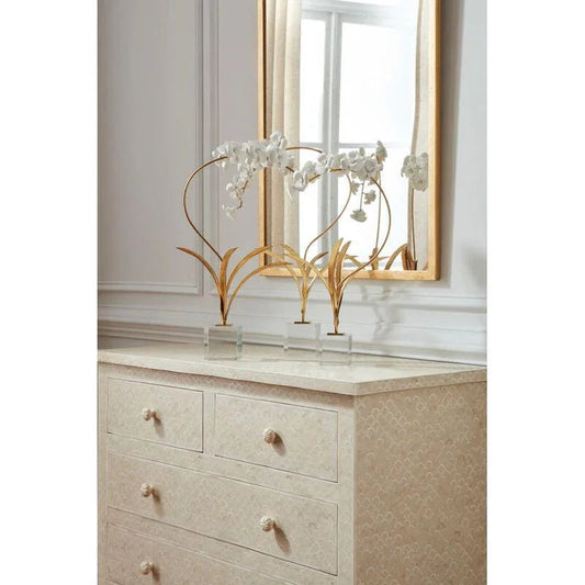 Crystal Based Orchid On Stand Flower Sculpture - LOOMLAN - Chelsea House - Statues & Sculptures