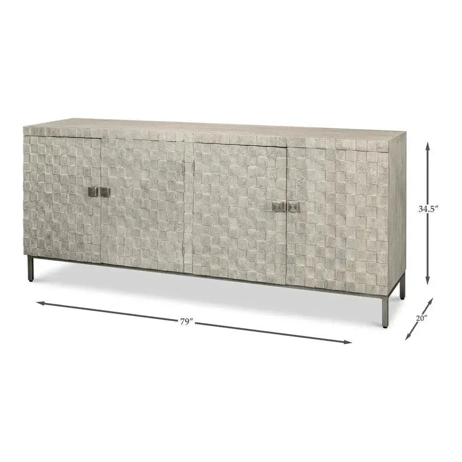 Cubist Four Door Credenza for Dining Room - LOOMLAN - Sarreid - Sideboards