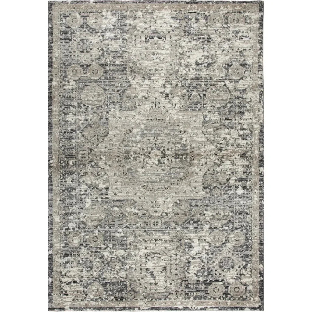 Dach Central Medallion Gray Kitchen Hallway Runner Rug - LOOMLAN - LOOMLAN - Area Rugs