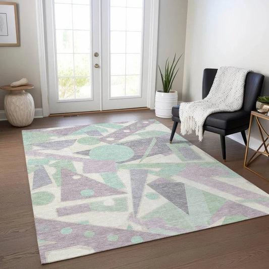 Daeir Lilac Washable Indoor - Outdoor Rug - LOOMLAN - LOOMLAN Rugs - Outdoor Rugs