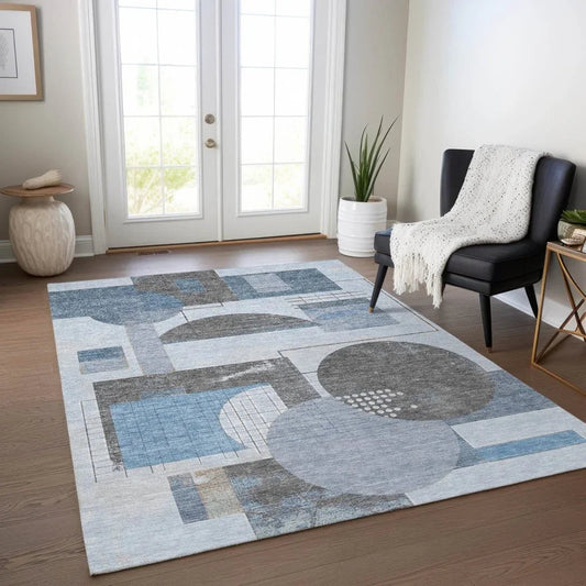 Daeon Blue Washable Indoor - Outdoor Rug - LOOMLAN - LOOMLAN Rugs - Outdoor Rugs