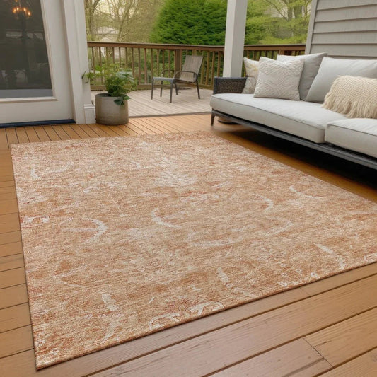 Dahana Orange Washable Indoor-Outdoor Rug-Outdoor Rugs-LOOMLAN Rugs-LOOMLAN