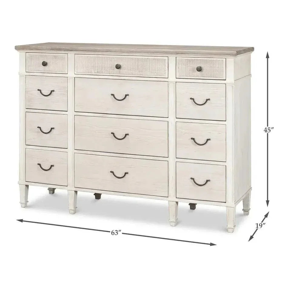 Dalmar Bungalow Two Tone White Dresser - LOOMLAN - Sarreid - Dressers