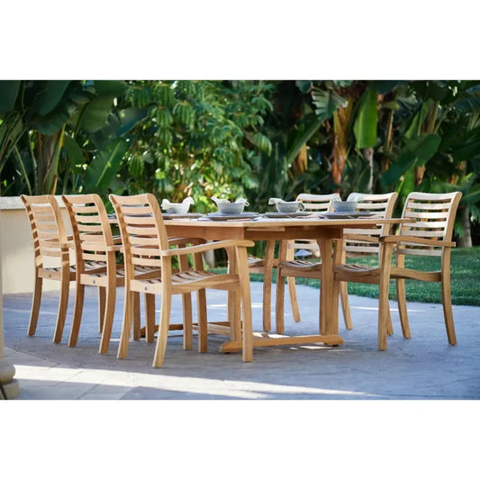 Dalton Rectangular Extandable Outdoor Dining Table-Outdoor Dining Tables-HiTeak-LOOMLAN