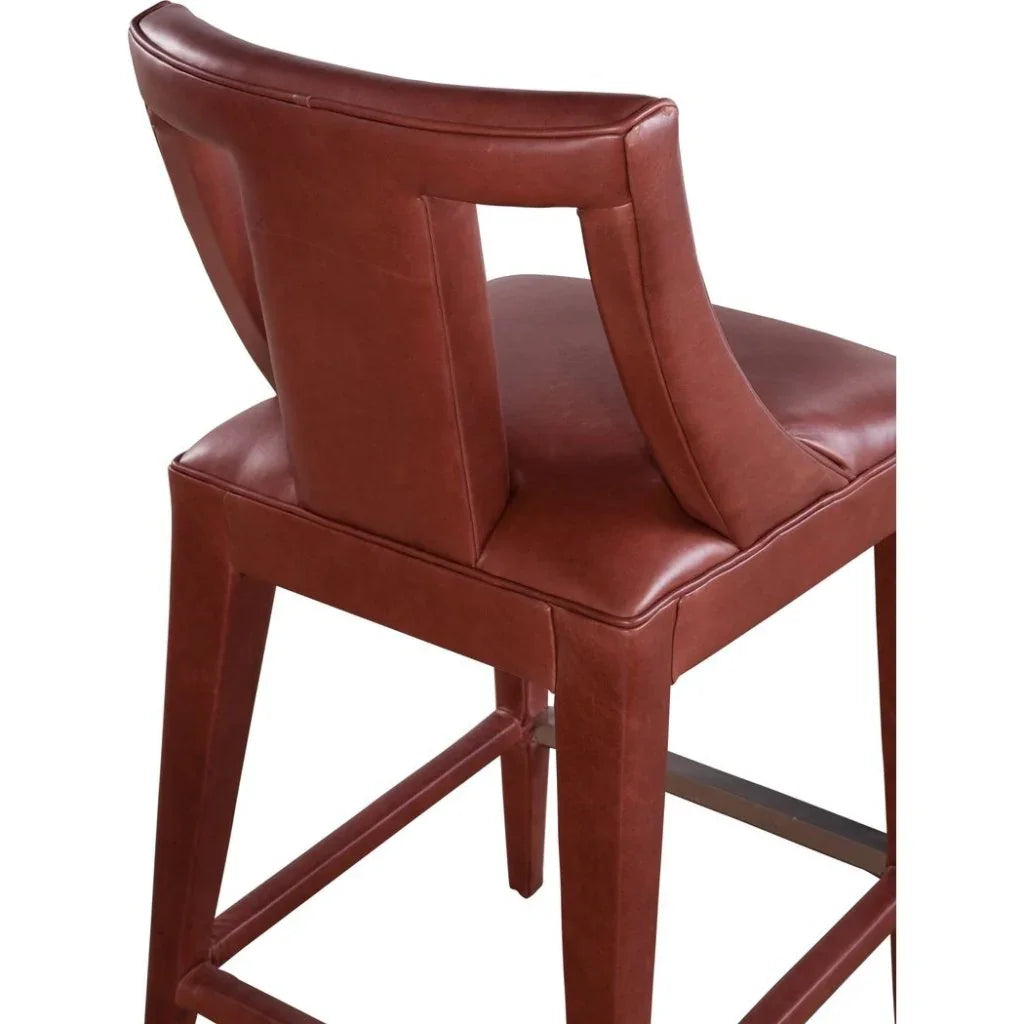 Dalton Leather Luxurious Design Barstool - LOOMLAN - Olivia + Quinn - Bar Stools