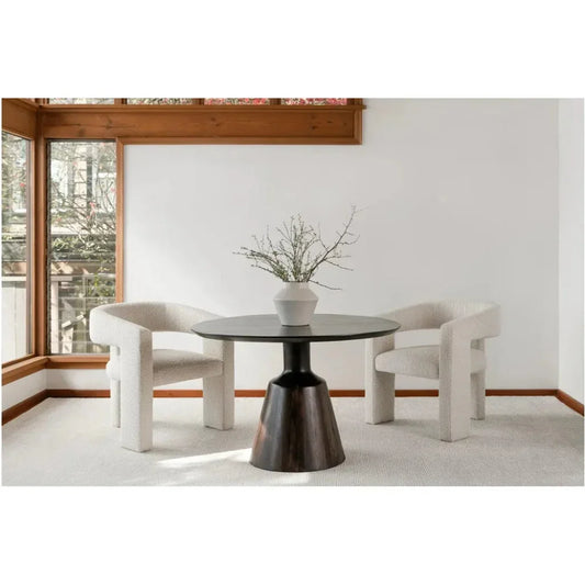 Dark Wood Round Dining Table Pedestal-Dining Tables-Moe's Home-LOOMLAN