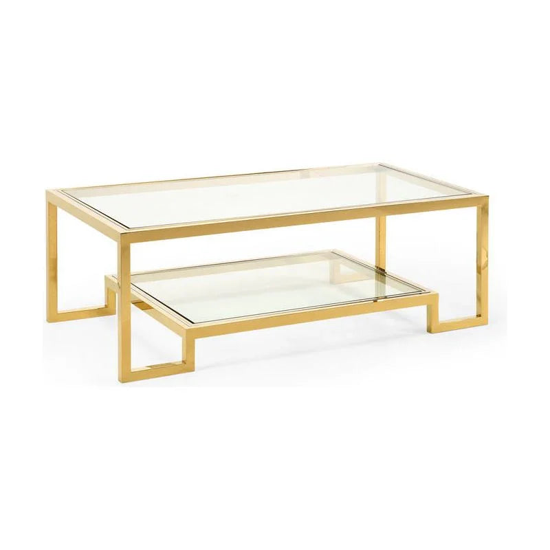 Dasher Glass Shelve Rectangular Cocktail Table - LOOMLAN - Chelsea House - Coffee Tables