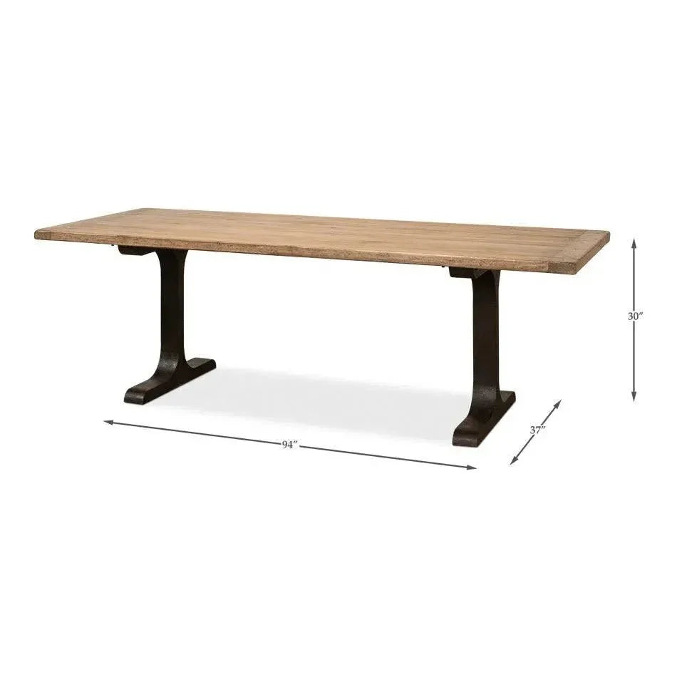 Decan Dining Table With Iron Base-Dining Tables-Sarreid-LOOMLAN