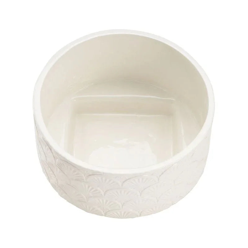 Deco Fan Ceramic Made White Cachepot - LOOMLAN - Chelsea House - Planters