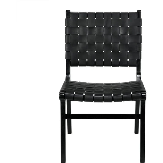 Dede Dining Chair, Leather, Black - LOOMLAN - Noir - Dining Chairs