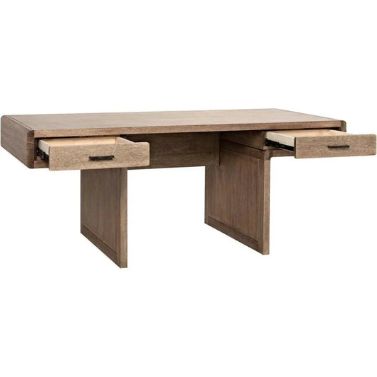 Degas Desk, Washed Walnut Wood Desk Drawers-Home Office Desks-Noir-LOOMLAN