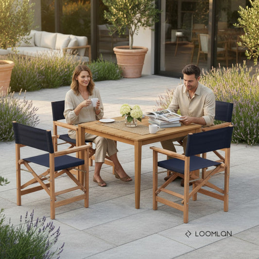 Del Ray Teak Patio Square Dining Set 5PC
