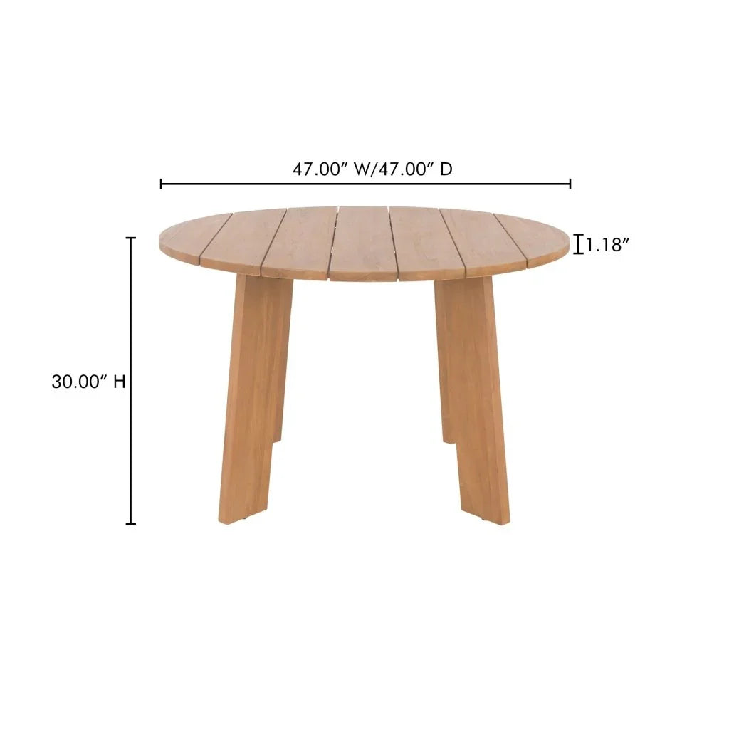 Delta Teak Round Outdoor Dining Table-Outdoor Dining Tables-Moe's Home-LOOMLAN
