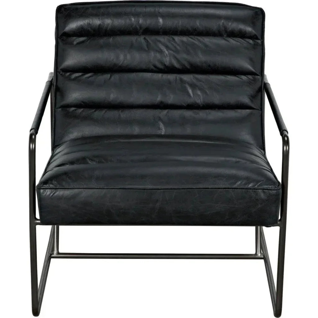 Demeter Chair, Metal and Leather - LOOMLAN - Noir - Accent Chairs