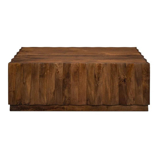 Denali Rectangle Cocktail Coffee Table Block Solid Wood - LOOMLAN - Sarreid - Coffee Tables