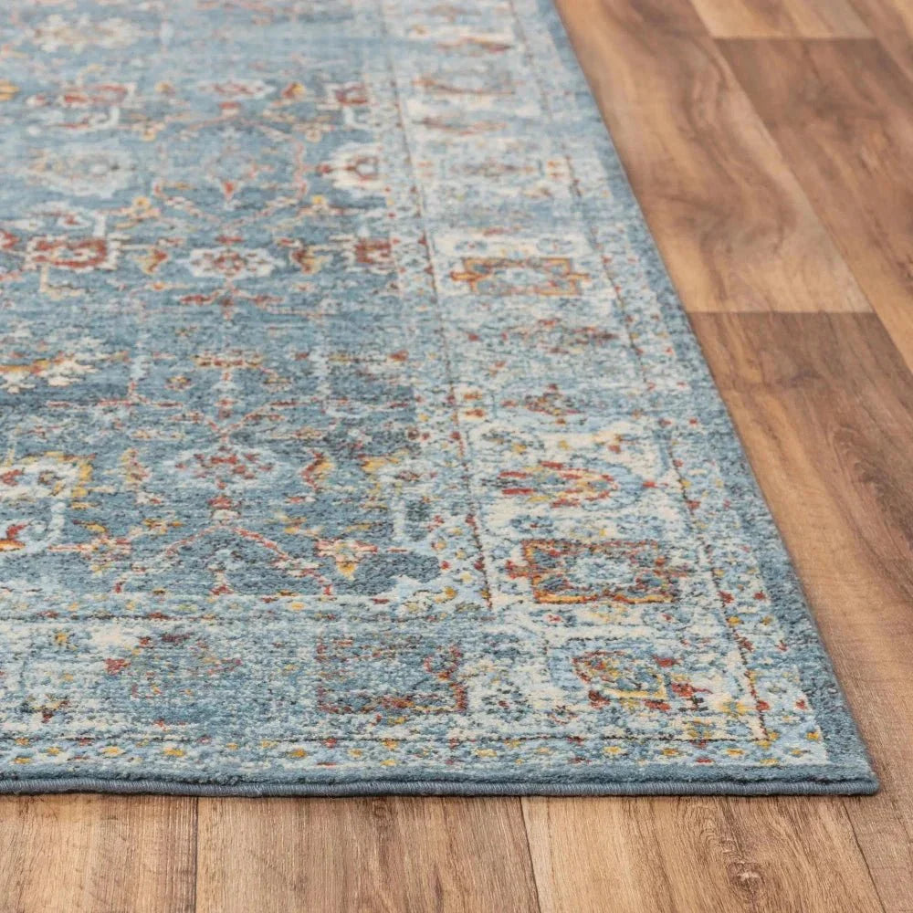 Deri Floral Blue/ Beige Large Area Rugs For Living Room - LOOMLAN - LOOMLAN - Area Rugs